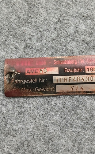 Amey6 typenschild rahmenschild - amey6,